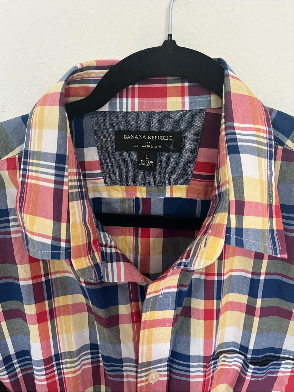 Banana Republic Men's Plaid Button-Down Shirt - Red, Navy, Yellow